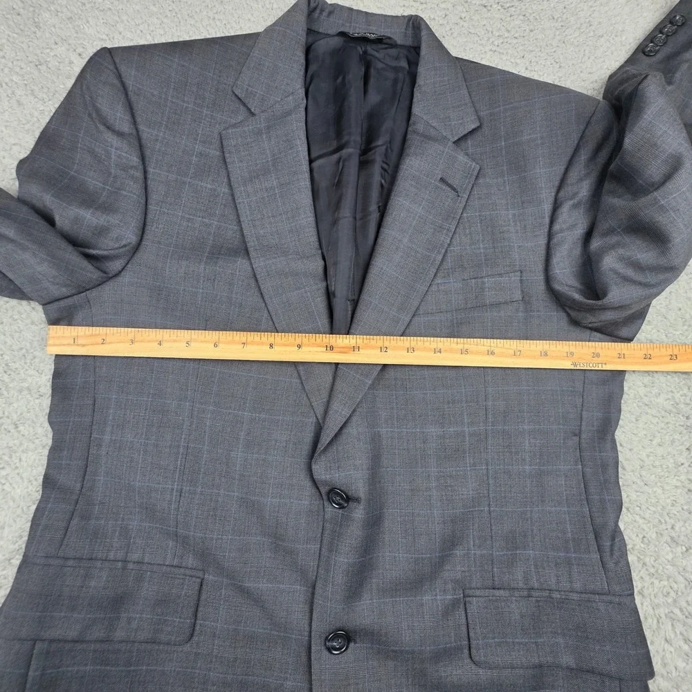 Jos‎ A Bank Sport Coat Mens 41R Gray Blue Plaid Wool Signature Blazer Jacket